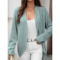thumbnail image 2 of Women Short Sleeve Summer Cardigan Button Down Open Front V Neck Crochet Knit Crochet Textured Shrugs Top Dark Green XL, 2 of 8
