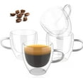thumbnail image 1 of Espresso Cups Set of 4-2.8 OZ Double Walled Glass Hand Blown Shots Glass Thermo Insulated Expresso Coffee Mugs with Handle Small Demitasse Cups for Espresso Machine, 1 of 7