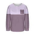 thumbnail image 5 of Enjoytime Womens Tops Fashion Patchwork V-Neck Button Down Shirts Business Casual Long Sleeve Blouses Fall Wnter Trendy Clothes 2025 Purple M, 5 of 7