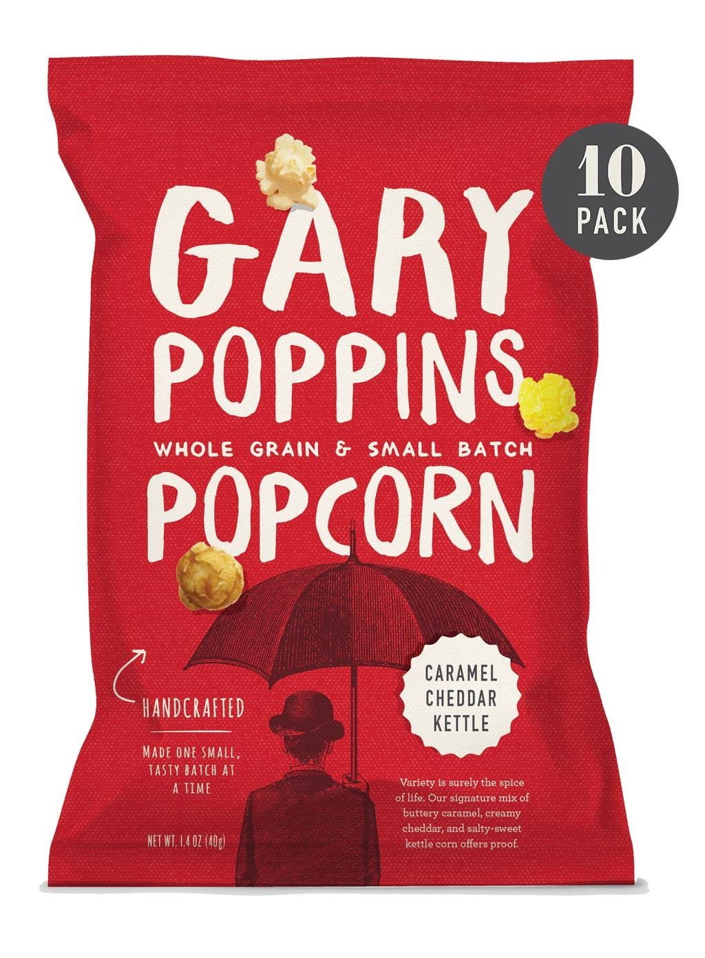 Gary Poppins Popcorn Caramel Cheddar Kettle Mix (1.4oz) 10 Pack