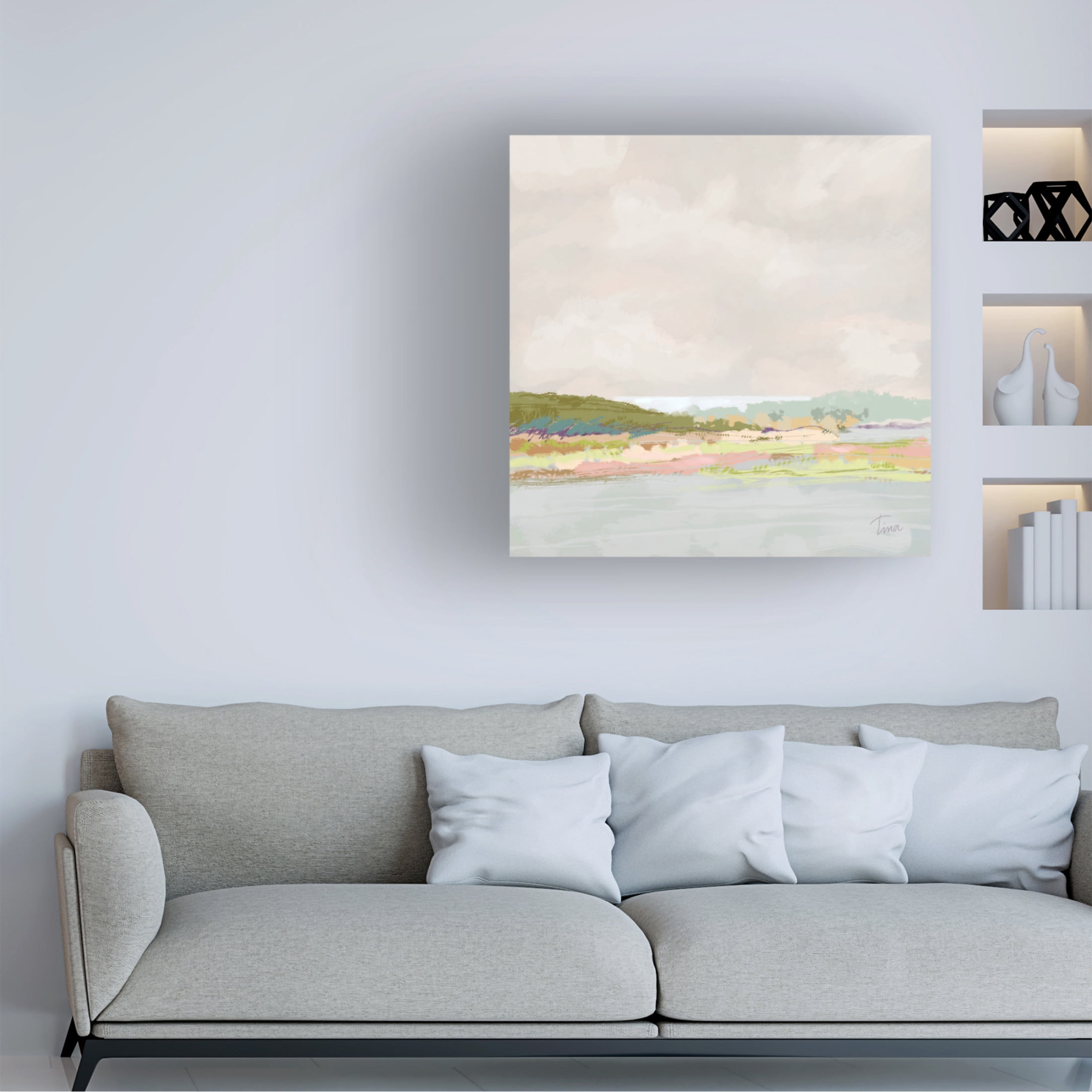 Canvas Wall Art - Tina Finn 'Foggy Morning Estuary' Wall Art for Living Room, Bedroom, or Office Décor by Trademark Fine Art - 24 x 24 Inches