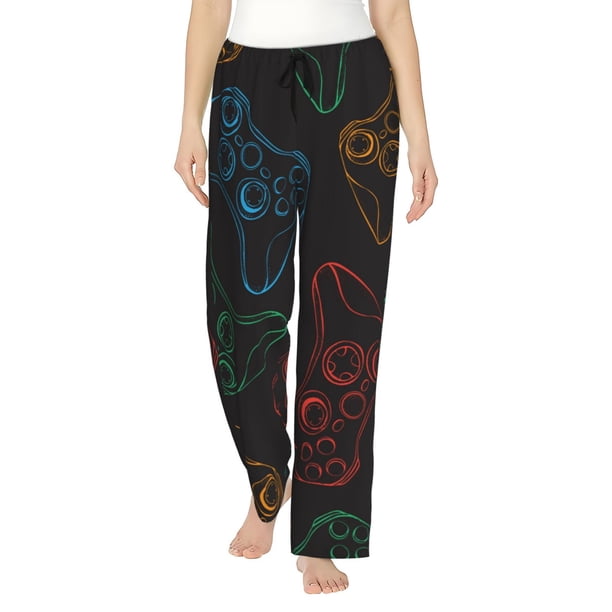 Balery Gamepad Joystick Game Pantalones de pijama para mujer, pijamas ultraligeros, pantalones de estar por casa-3X-Large