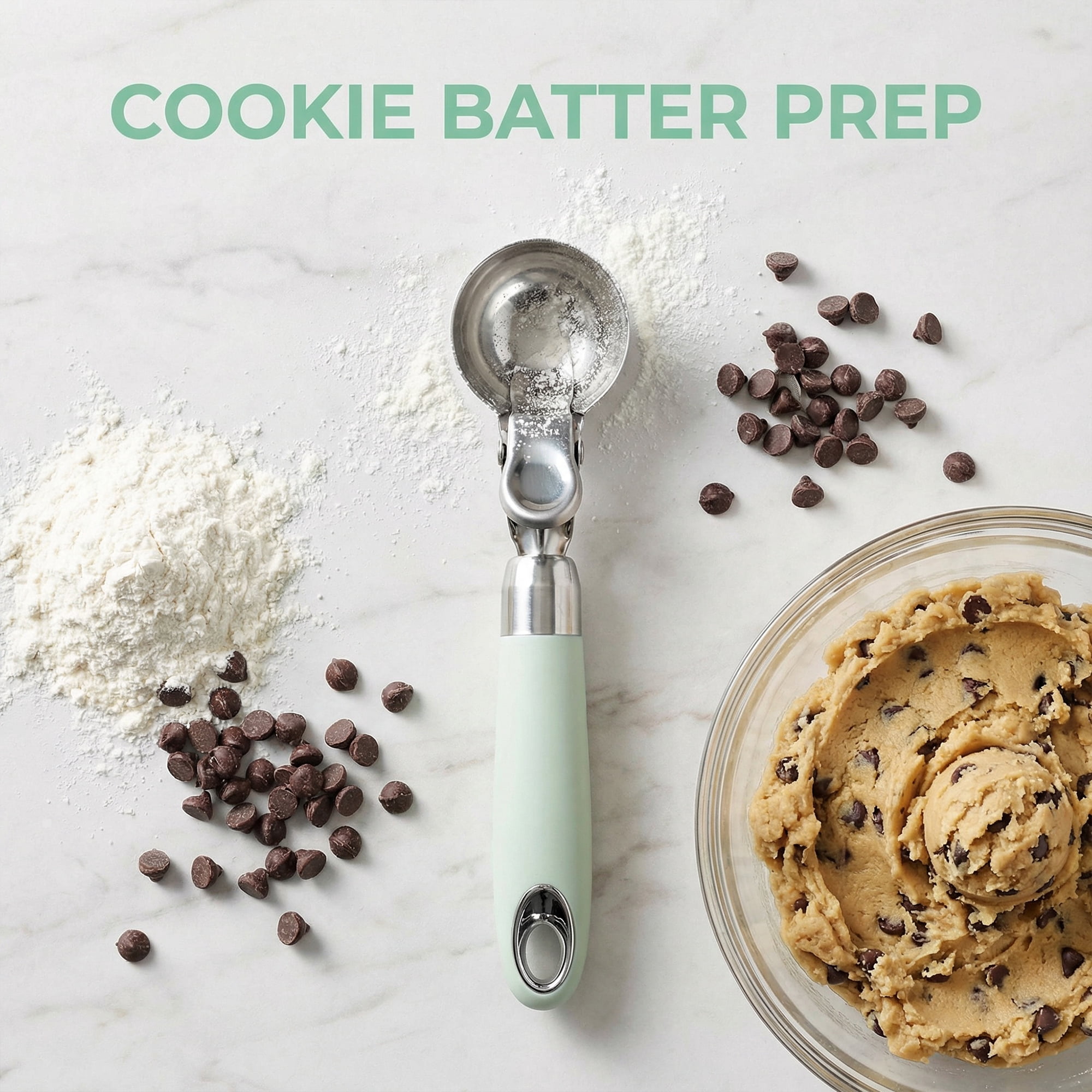 Unique Bargains Stainless Steel Ice Cream Scoop for Release Light Green 8in