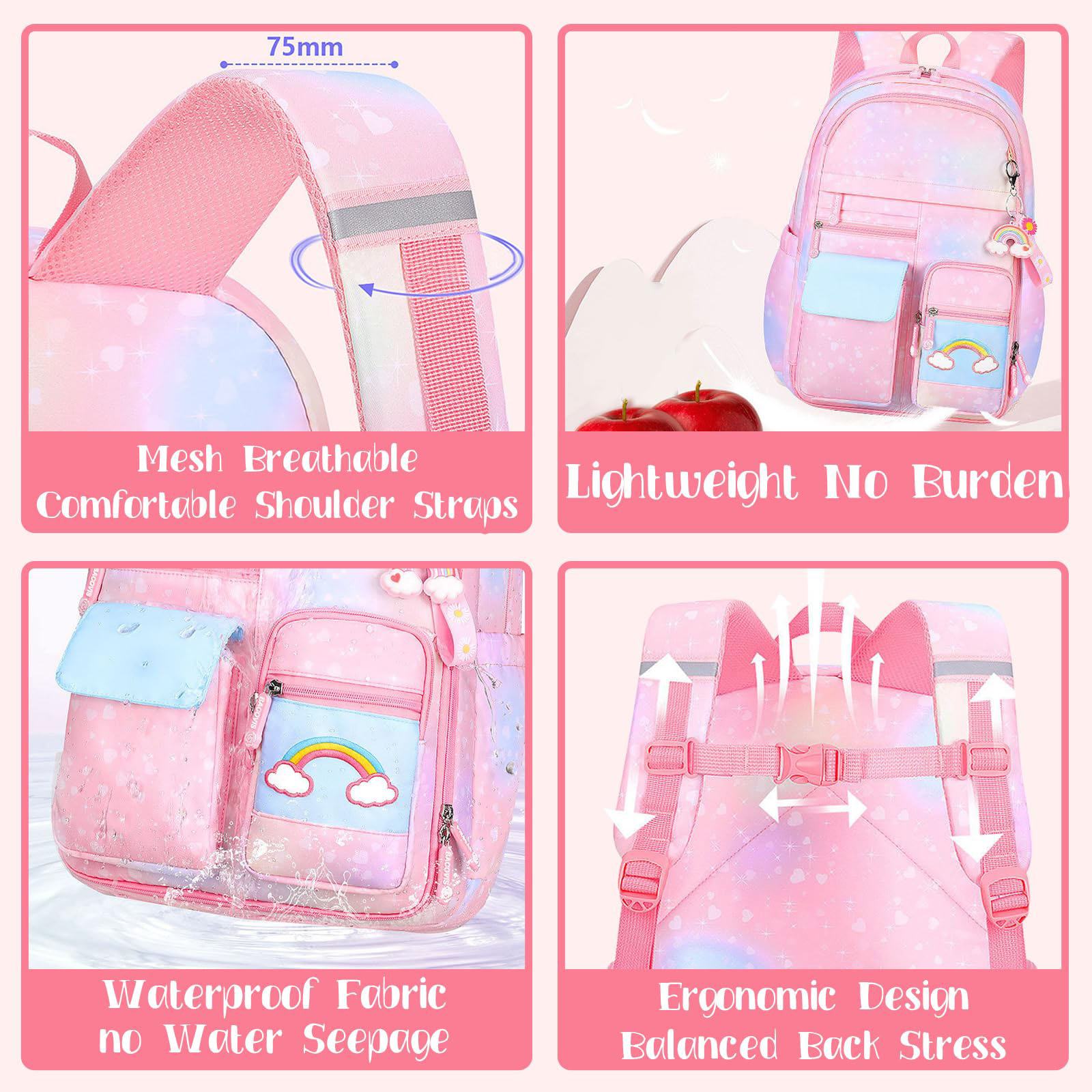 Mochilas escolares para niñas, de hombro, para primaria, regalo de temporada, rosa 5