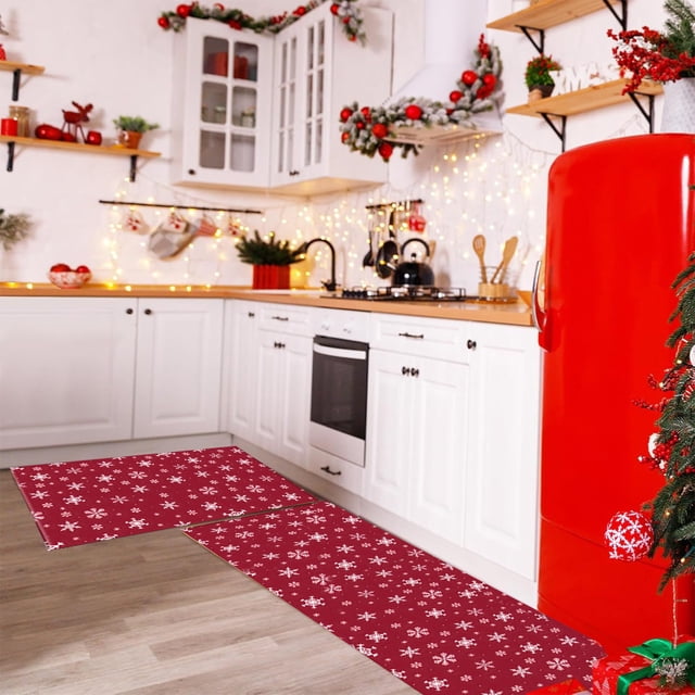 Xihbxyly Ventas Compras En Línea Juego de Dos Alfombrillas Navideñas para Cocina, Dormitorio, Entrada, Baño, Resistente a Las Manchas.