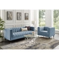 thumbnail image 2 of Nicole Miller Janie Velvet Club Chair Channel Tufted Nailhead Trim Metal Leg Tip, Slate Blue/Chrome, 2 of 9