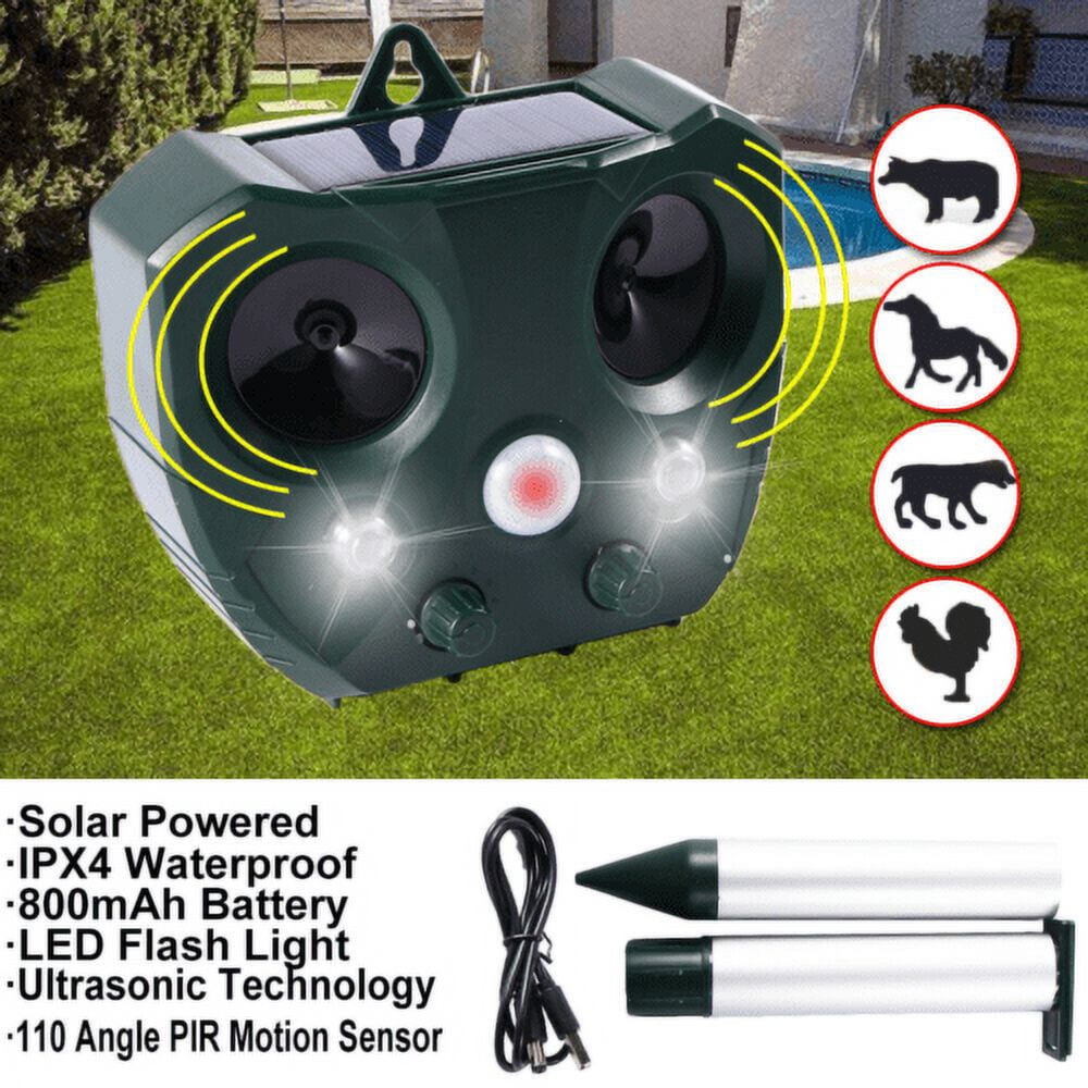 JLLOM Animal Repeller Ultrasonic Solar Power Bird Dog Cat Skunk Deer Raccoon Repellent