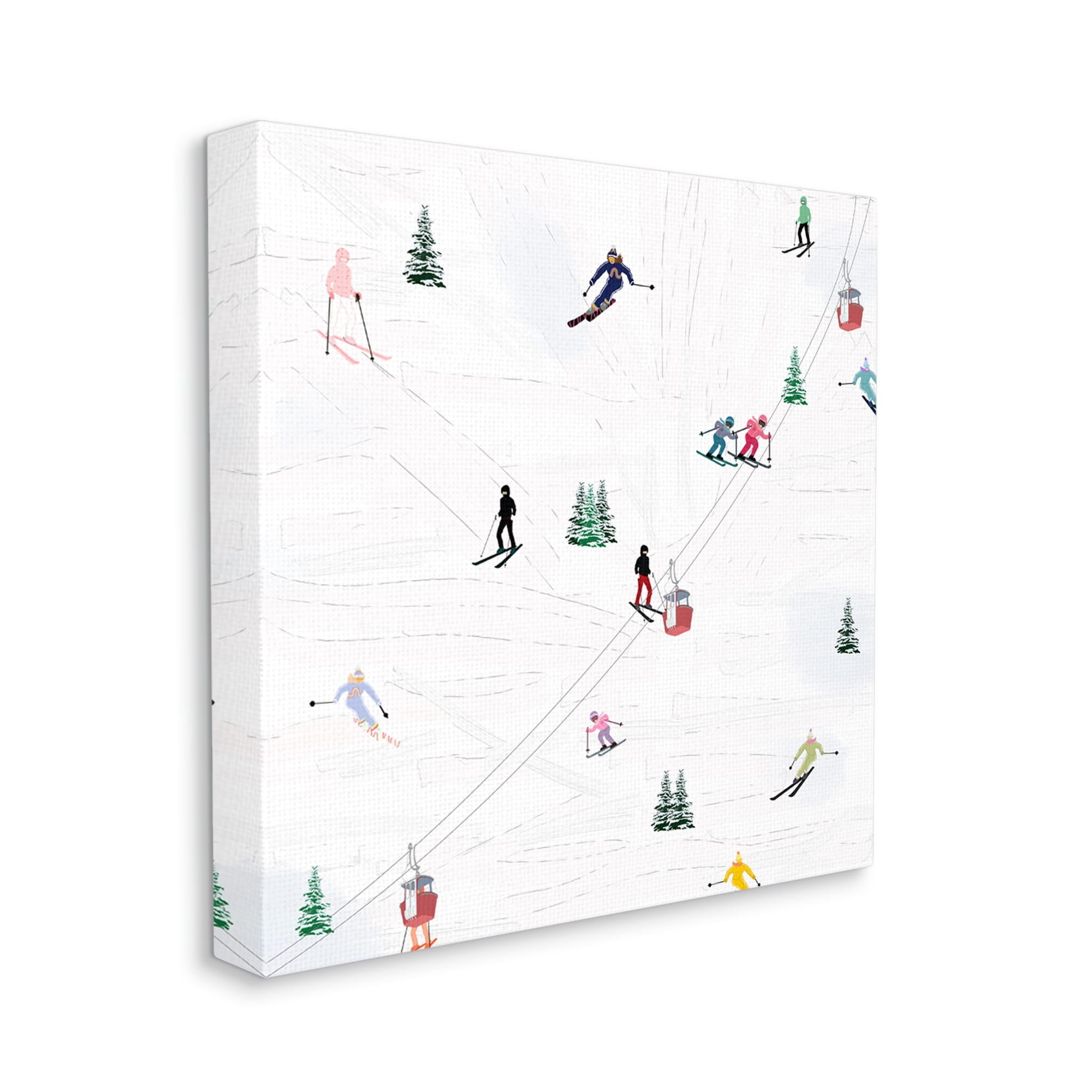 Stupell Industries Skiing Slopes Winter Snow Scene Landscape Painting Gallery Wrapped Canvas Print Wall Art