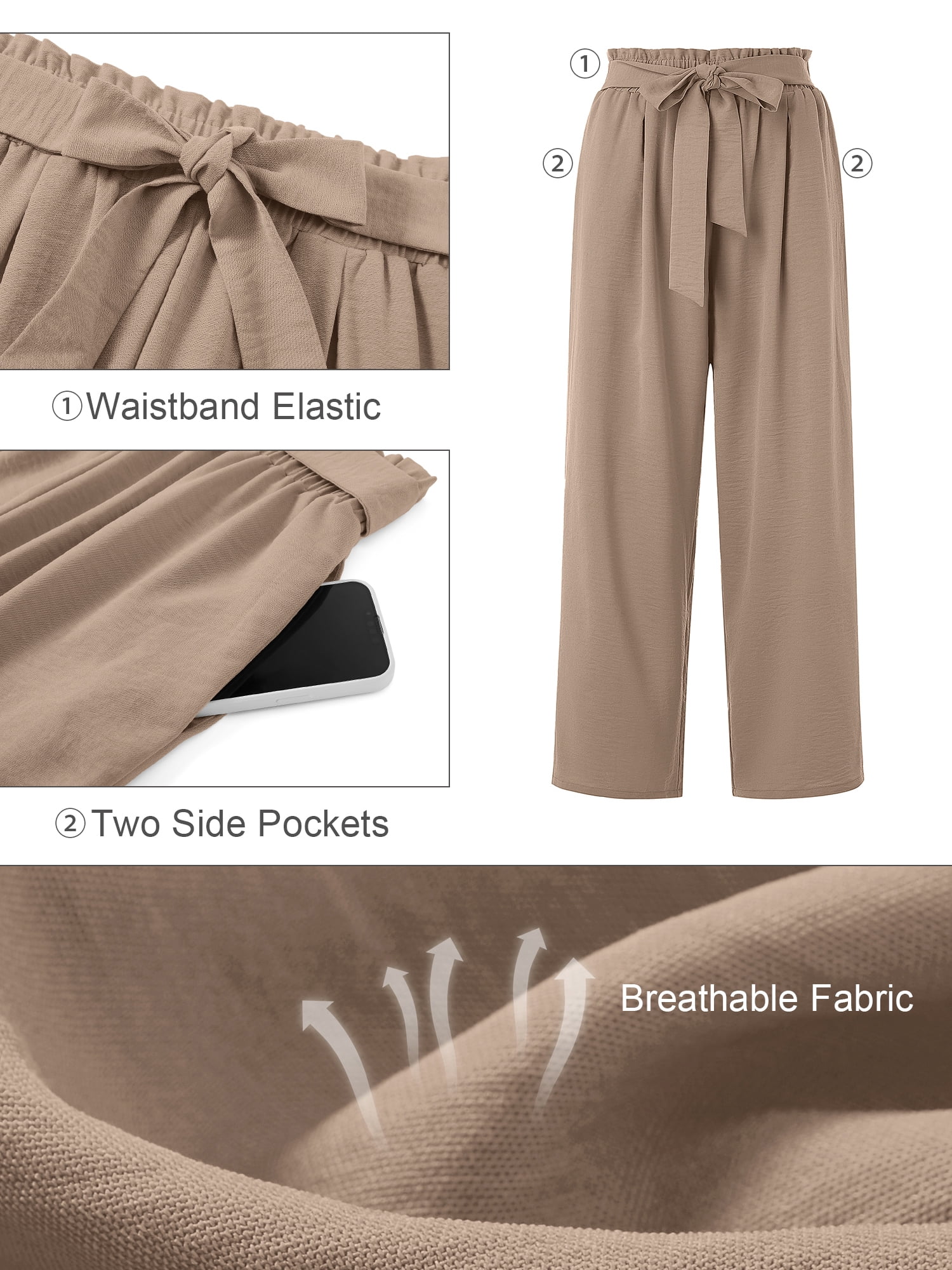 Chiclily High Waisted Yoga Palazzo Pants, Polyester, Wide