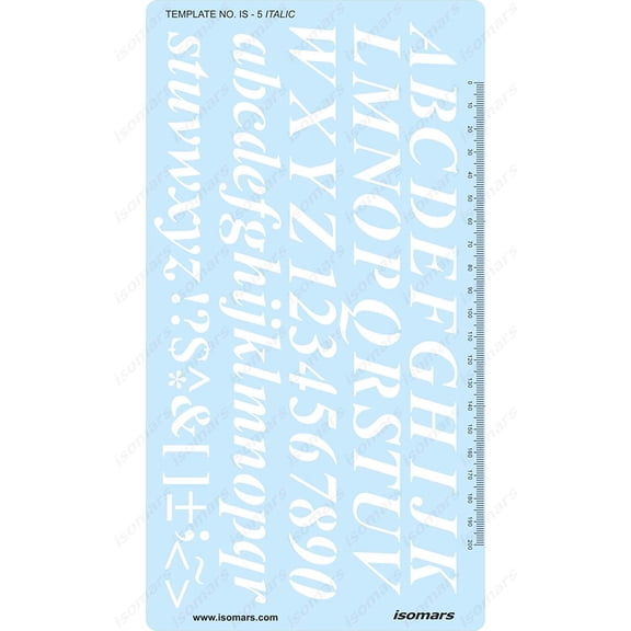 FineArt 20mm 2cm Italic Italics Lettering Letters Drawing Drafting Template Stencil