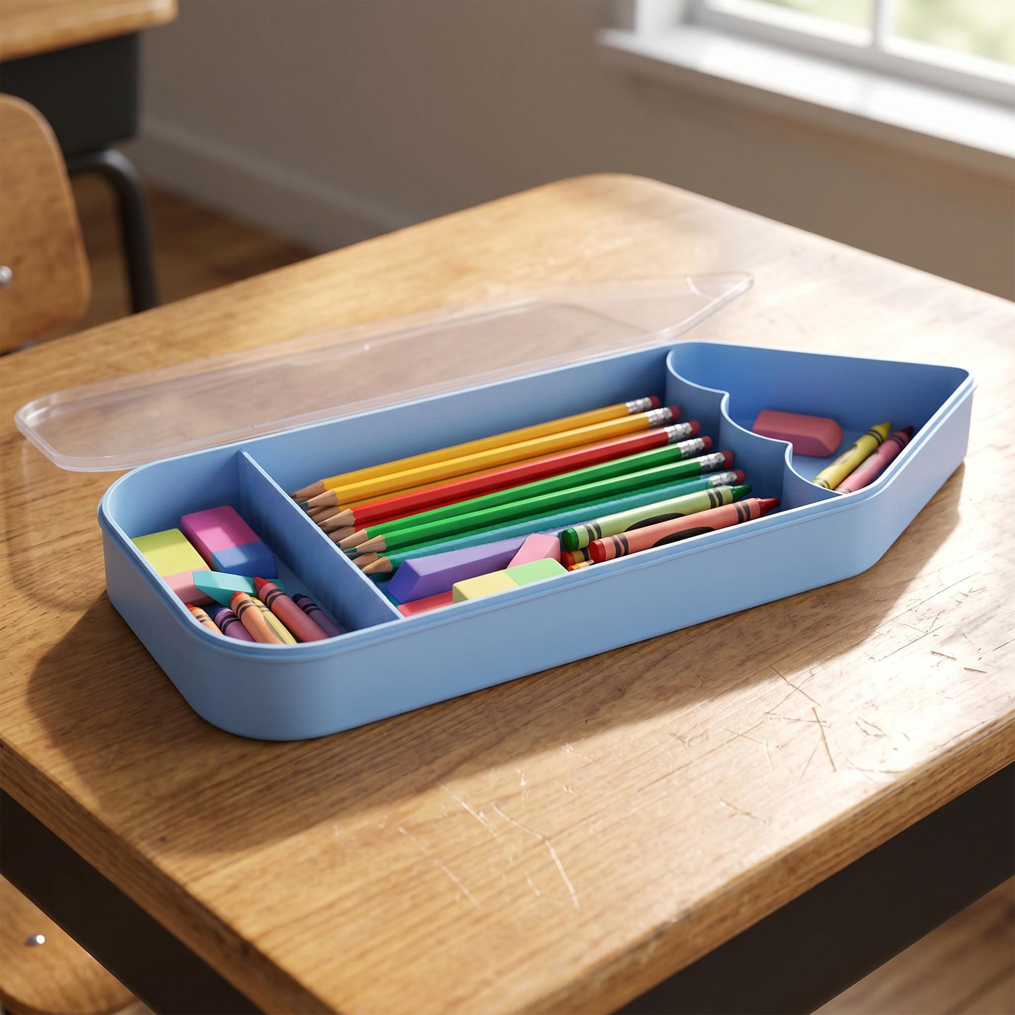 Pen+Gear Pencil-Shaped Storage Container, Blue, 15.5" x 6"