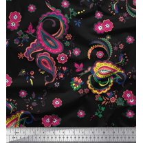 Soimoi Cotton Duck Fabric Floral & Paisley Printed Craft Fabric by the Yard 42 Inch Wide