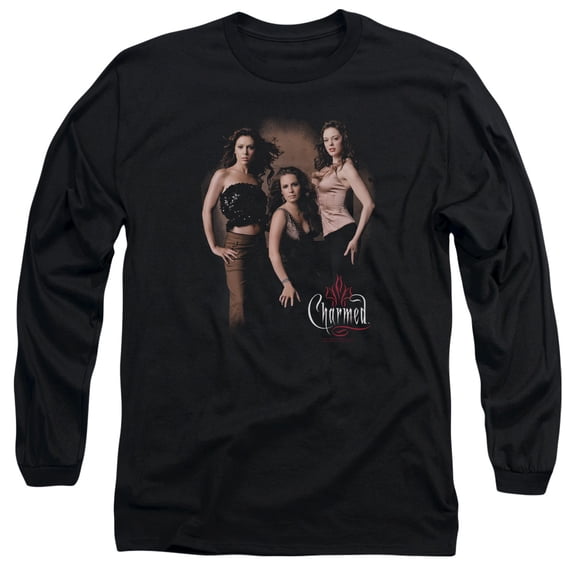 Charmed Three Hot Witches Long Sleeve Adult 18/1 T-Shirt Black