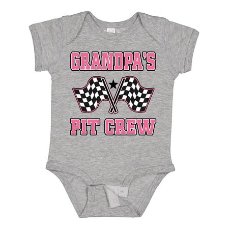 

Inktastic Grandpa Pit Crew Girls Racing Flags Girls Baby Bodysuit
