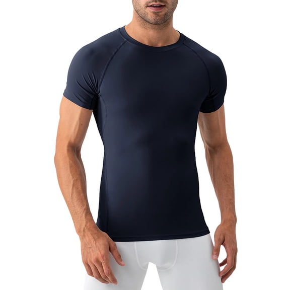 hoksml Men's Compression Short Sleeve T-Shirt Nylon Spandex Athletic Base Layer Workout Gym Training Top