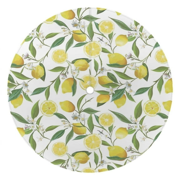 Outdoor Yellow Lemon Tablecloth with Umbrella Hole and Zipper,Round Waterproof Wrinkle Free Table Cloth Decorative Fabric Washable Table Cover for Patio, Party, Picnic 60 X 60 Inch