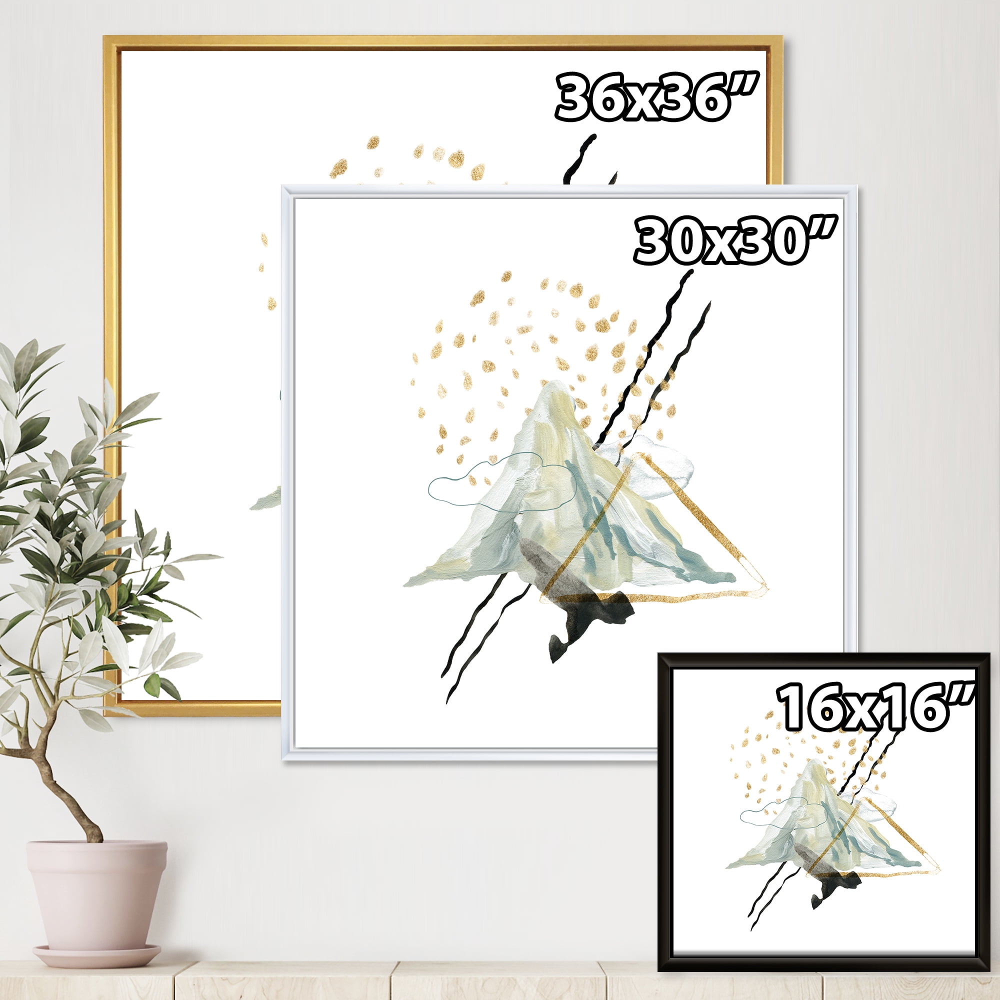 Designart 'Mountain Sky With Gouache Of Abstract Landscape' Modern Framed Canvas Wall Art Print