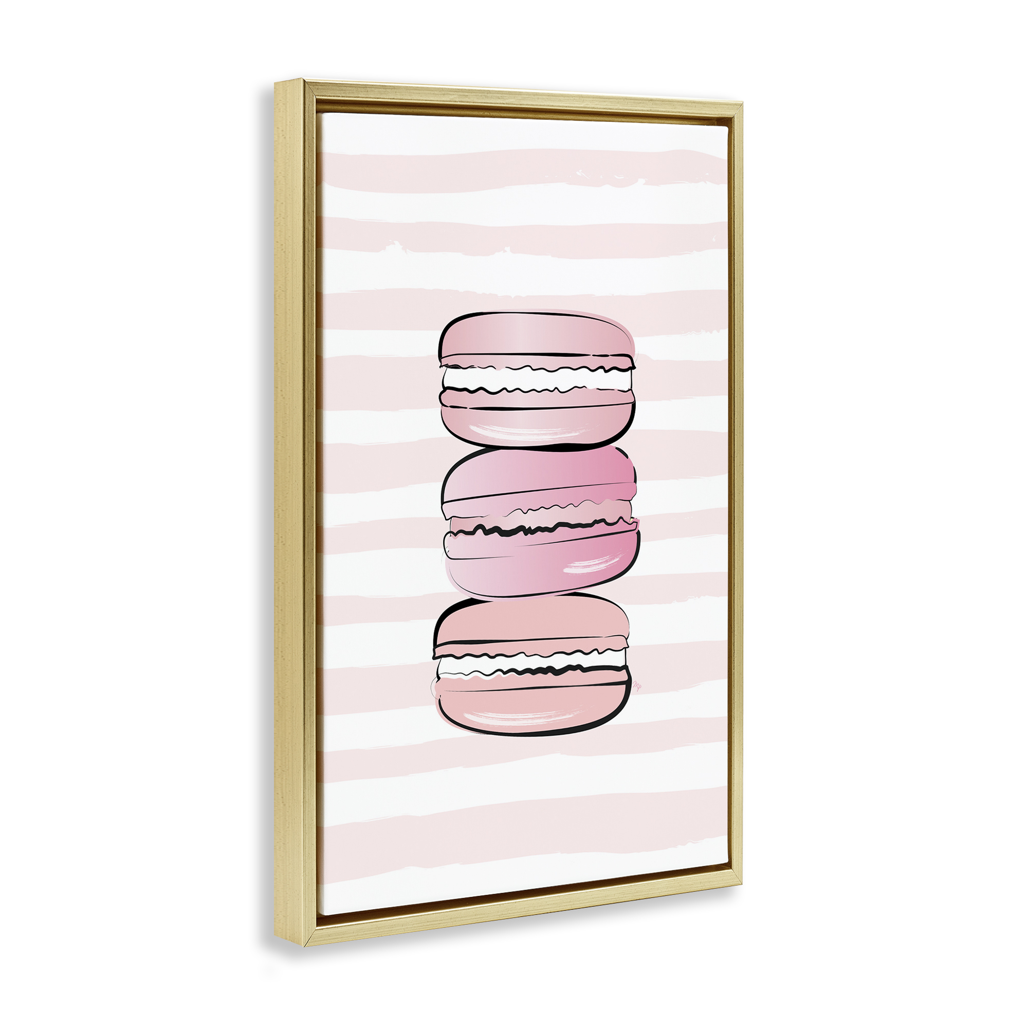 Stupell Industries Blush Pink Macarons Food & Beverage Painting Gold Floater Framed Art Print Wall Art, 17 x 25