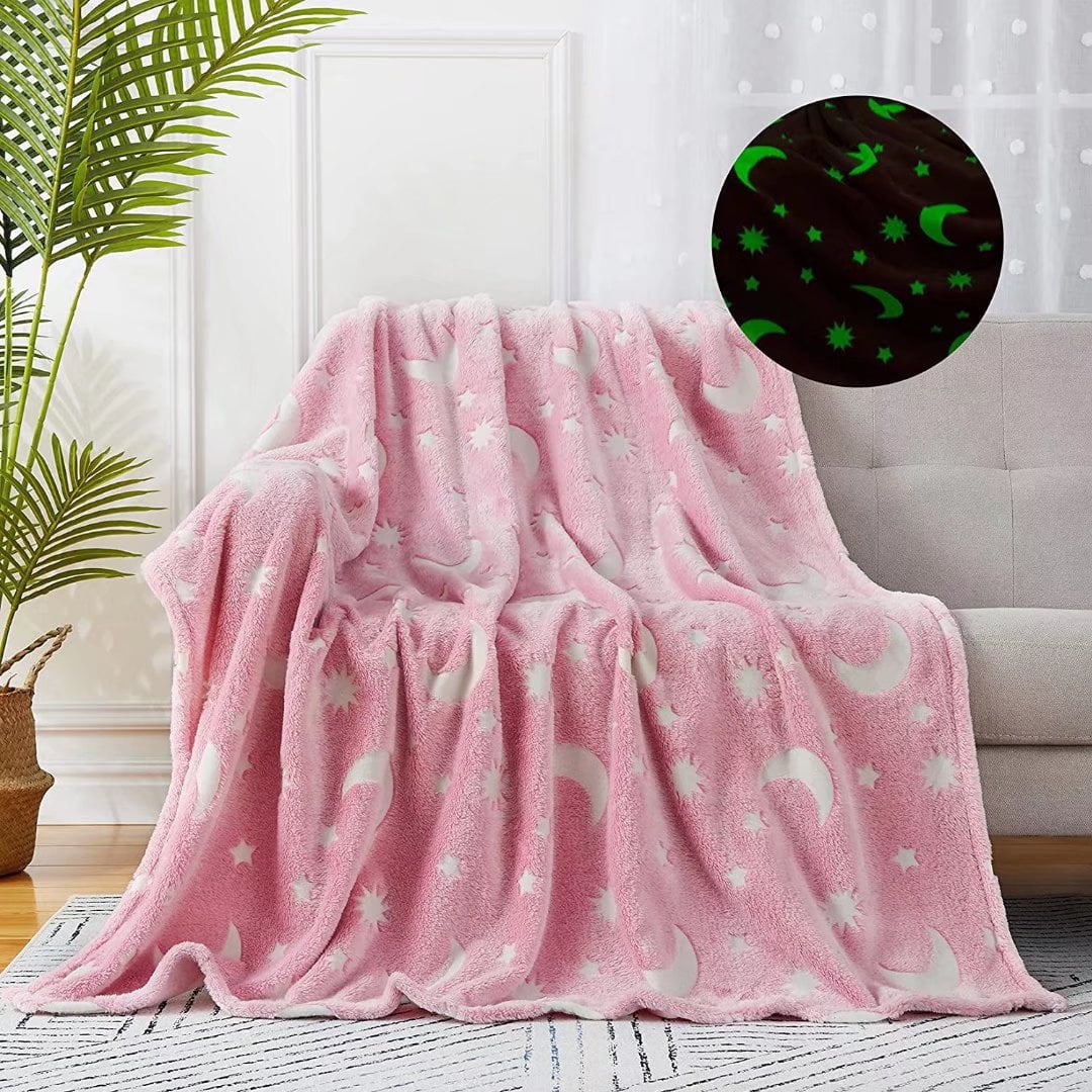 Haperlare 50"x60" Glow in The Dark Blanket Soft Cozy Fluffy Plush