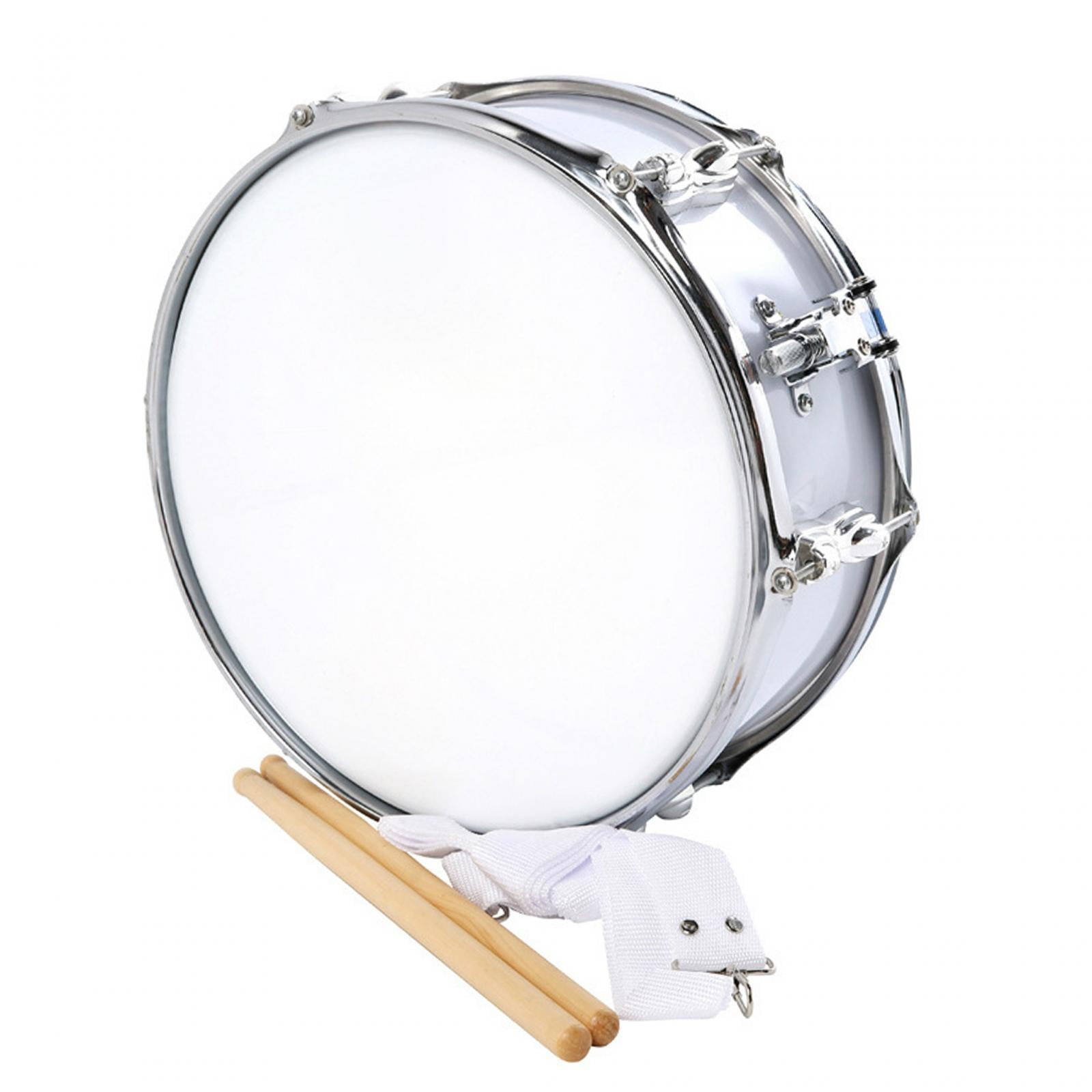 STARTIST 13" Snare Drum Music Drums Portable with Shoulder Strap Percussion Instrument Double Tone Drum for Kids Boys Girls Beginners White
