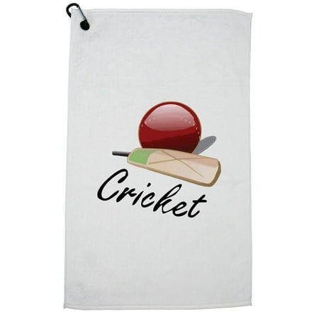 Neat Cricket Bat Ball Simple Graphic Trendy Golf Towel with Carabiner