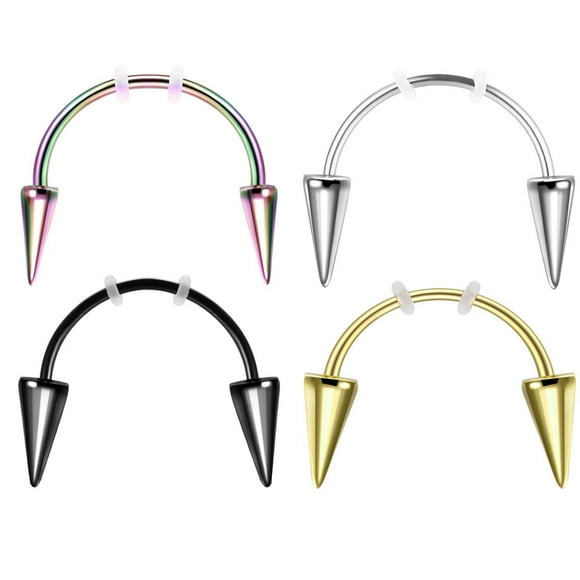 Visland 4Pcs Lip Hoop Rings Piercing Jewelry Polished Surface Non-irritation Tiger Teeth Lip Nails Halloween Photo Prop