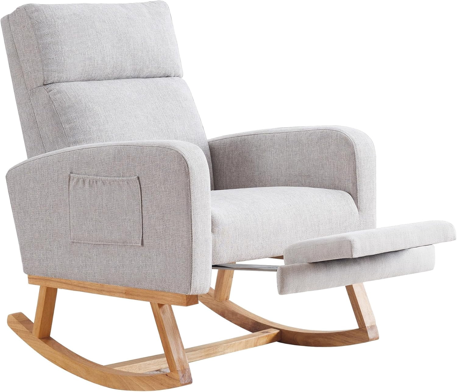 HCHAIRH Rocking Chair  with Foot Rest, Nursing Rocking Chairs for Mom Breastfeeding, Rocker Glider Chair with High Backrest for Living Room, Bedroom, Light Grey