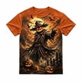 thumbnail image 2 of IWRICH Halloween Shirts for Men Scary Pumpkin Face Print Tees Novelty 3D Print Crewneck Short Sleeve T Shirts 01-Orange XL, 2 of 4