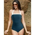 thumbnail image 4 of MecTo Women's Vintage One-Piece Tummy Control Swimsuit – Retro Halter Bathing Suit with High-Waisted Design, Removable Padded Cups & Quick-Dry Fabric (S-XXL), 4 of 8