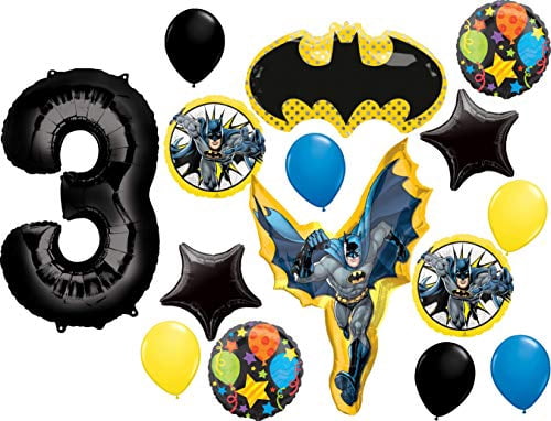 Batman in Action Party Supplies 3rd Birthday Balloon Bouquet ...