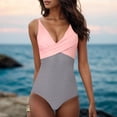 thumbnail image 2 of Wyzesi Women'S Color Matching Swimsuit Low Compression Fit Swimwears Grey S, 2 of 6