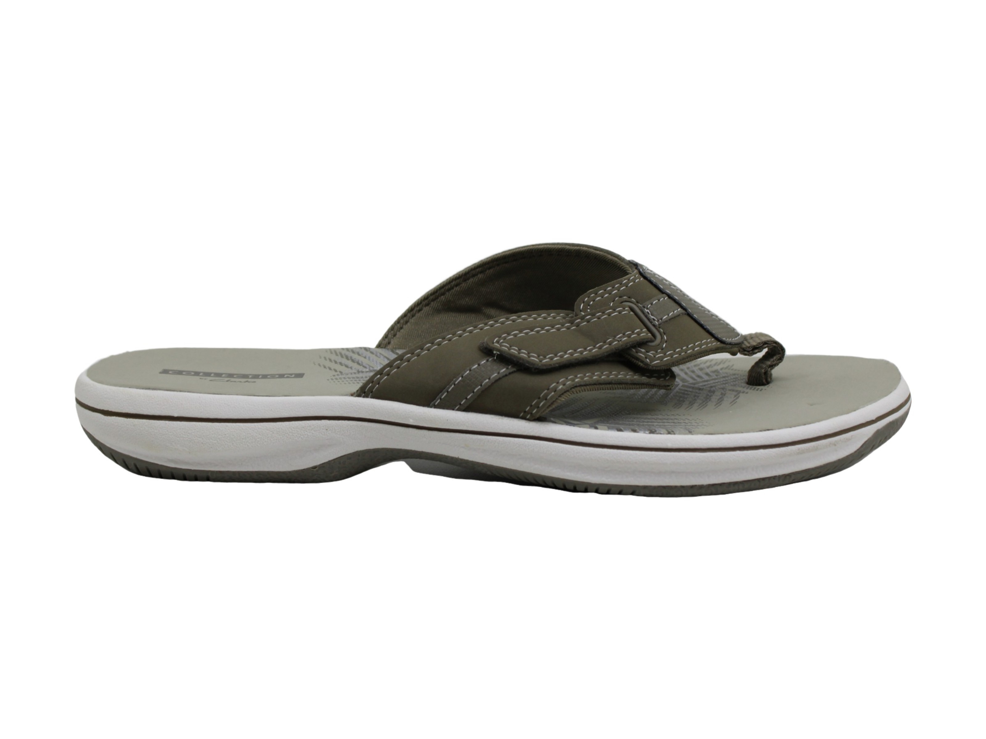 clarks flip flops green