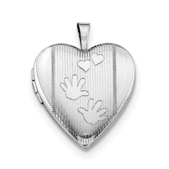 925 Sterling Silver Textured Polished Holds 2 photos 20mm Hands Love Heart Locket Locket Necklace for Women