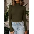 thumbnail image 3 of PRETTYGARDEN Women's Turtleneck Long Sleeve Shirts Fall Basic Thermal Underwear Tops Ribbed Fitted Layering Knit Top, 3 of 10