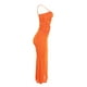 thumbnail image 2 of VISgogo Vestido largo ahuecado para mujer, sin mangas, de color sólido, de corte bajo, fruncido, de una pieza, vestido ajustado sin espalda con abertura alta VISgogo moda, 2 of 9