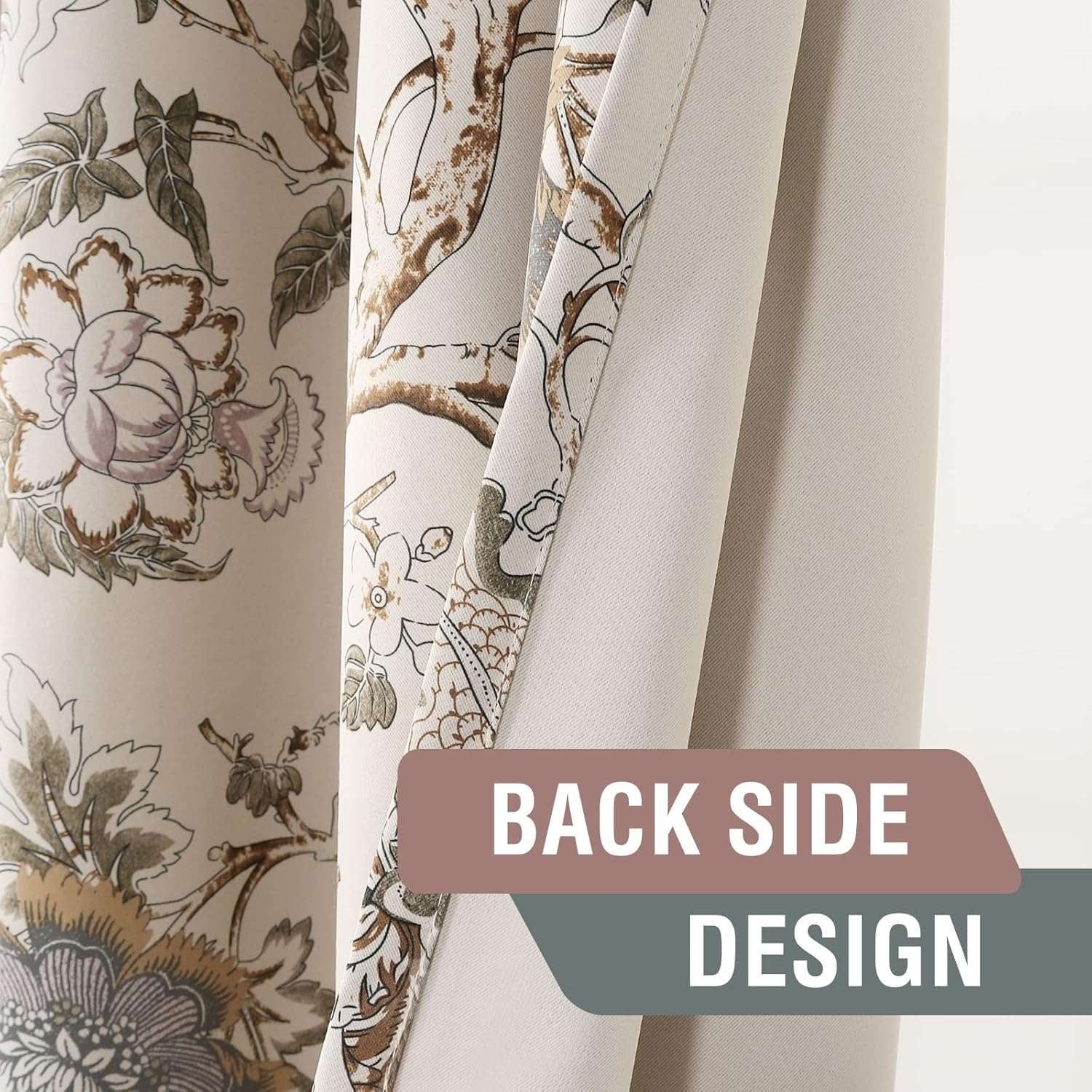 Turquoize Blackout Curtains 2 Panels Set Floral Print Drapes for Bedroom Thermal Insulated Grommet Window Curtain for Living Room(52"x 96",Sage Brown Floral)