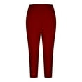 thumbnail image 6 of QIJUNTUO ​Women's Capri Yoga Leggings High Waisted Cropped Pants Comfy Soft Lounge Pajama Summer Casual Knee Length Tights​ Red, 6 of 6