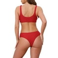 thumbnail image 3 of Women's Lace Up Decoration Push Up Bikini Sets 2 Piece Wide Strap Top Triangle Bottom Swimwear Bathing Suits 2 Sets Large Yellow, Red, 3 of 5