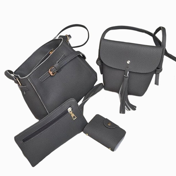 Elegante conjunto de 4 Uds. de s de hombro para mujer, conjunto de s cierre de cremallera, , tarjetero, Gris Baoblaze Bolsos de hombro para mujer