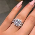 thumbnail image 3 of boho trendy statement 925 rings for women eternity Cubic Zirconia engagement wedding Rings Square Diamond ring mothers birthday valentines day Graduation Anniversary gifts #04 Silver,10, 3 of 6