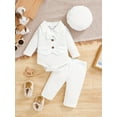 thumbnail image 3 of PureChapter Baby Boy Baptism Outfit - Adorable Long Sleeve Bodysuits with Pants and Hat 3-Piece for Christening,Gift, 3 of 9