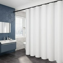 White Fabric Shower Curtain Liner & Hooks, MAZBFF 72 "x72" Polyester Fabric Waterproof Mildew Resistant Shower Curtain & Hooks 12pcs
