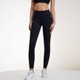 thumbnail image 2 of Women's High Waist Full-Length Leggings with Wide Waistband and Seamless Compression Fit - Small, Black, 2 of 5