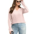 thumbnail image 6 of Wyobmus Womens Lightweight Sweaters Fall Long Sleeve Ribbed Crew Neck Tunics Fall Winter Business Casual Pullover Shirts Pink, 6 of 7