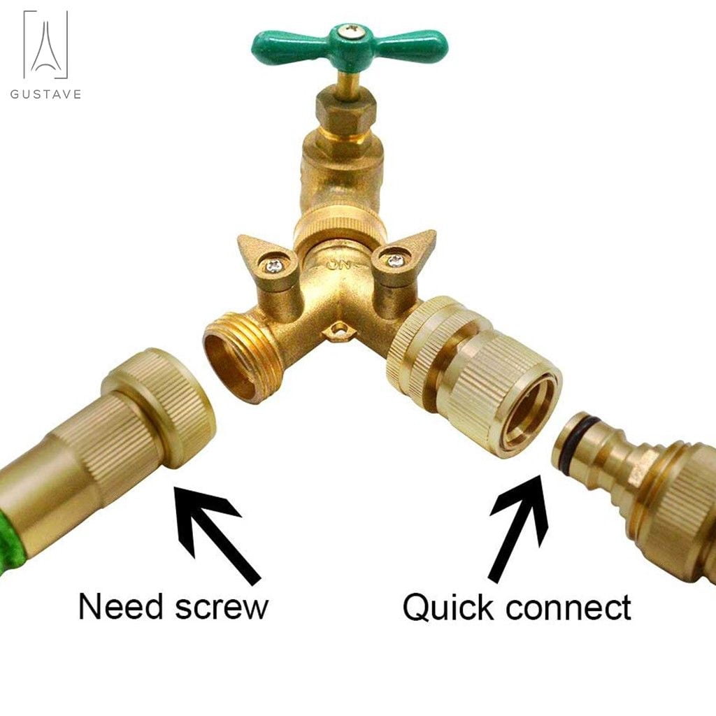 Gustave Brass Garden Hose Quick Connect Fitting 3/4 Inch Fine Thread Water Hose Male & Female Connectors No Leak Quick Connectors, 4 Set