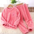 thumbnail image 3 of MHZLDYZ 2 Piece Set Toddler Boys Girls Winter Fleece Pajama Set Warm Fleece Sleepwear Set Long Sleeve Tops+Pants Outfits Fleece Pajamas (Pink,150), 3 of 6