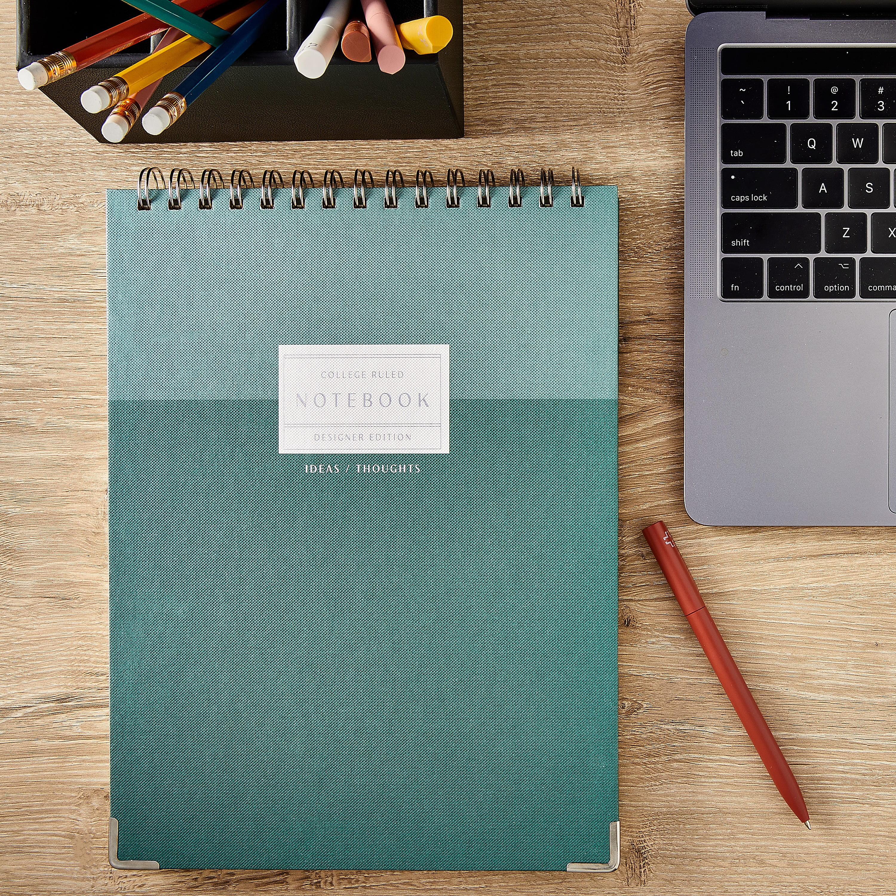 Pen+Gear Brand Green Journal,Top Spiral, 8" x 10.75",80 Perforated Ruled Sheets