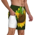 thumbnail image 3 of Picia Sunflower3 pattern Mens Swim Trunks with Compression Liner Stretch Beach Shorts Quick Dry with Zipper Pockets No-Chafing Board Shorts-Large, 3 of 9