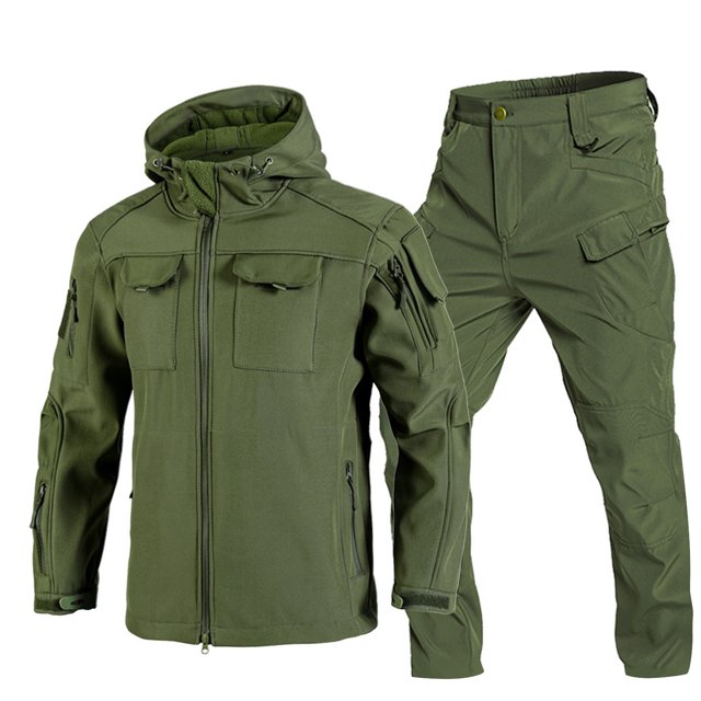 Suits for Men Mens Suit Jacket Solid Color Outdoor Workwear Training Suit Long Sleeve Zipper Hooded Multifunctional Set