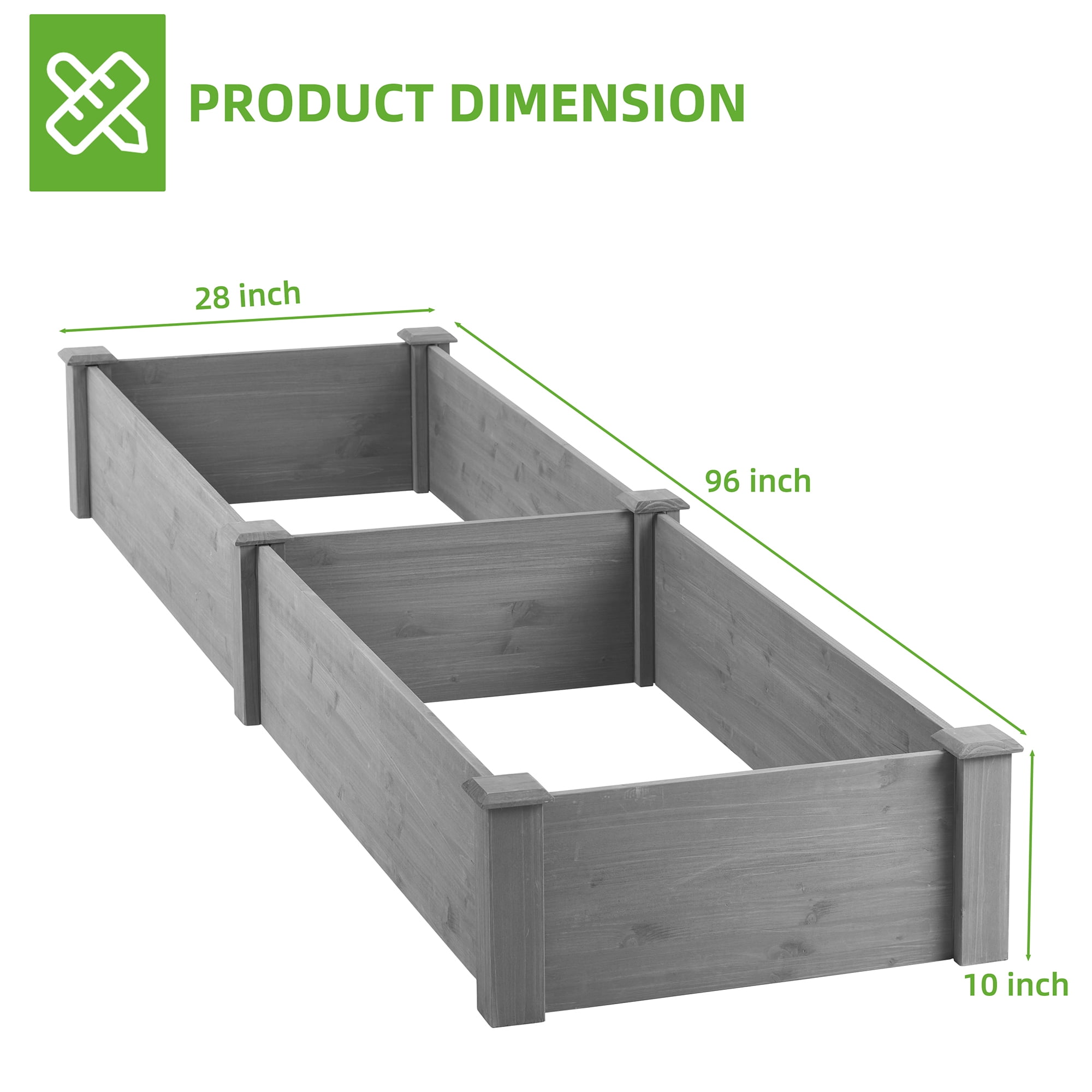 Over Ground Raised Garden Bed 96x28x10'', Large Planter Box, Tool-Free Assembly